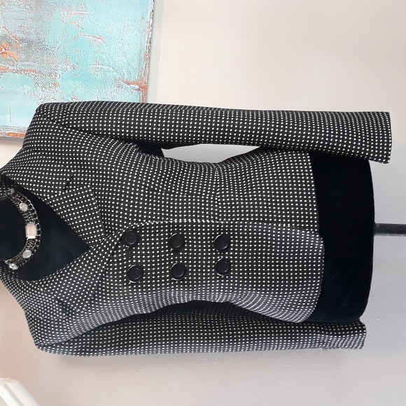 Le Suit Black / White Print Blazer/ Jacket Size 14P - Picture 4 of 11